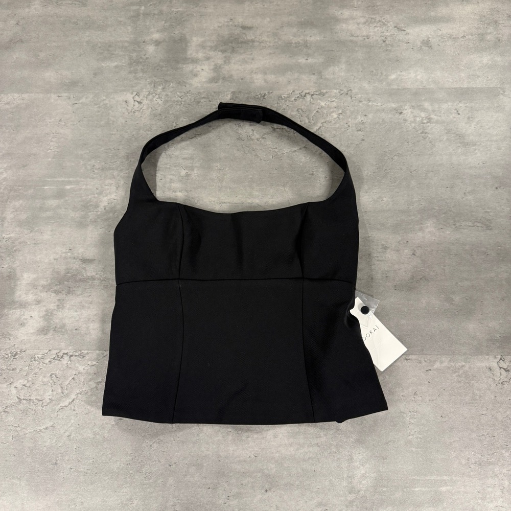 Kookai Alto Halter Top Women 0 32 Alto Black Square Neck Cropped $150 Stretch